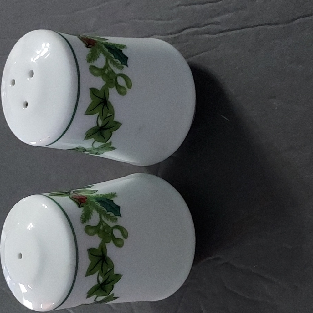 Holly&Leaves Salt&Pepper Shakers 3in.Hx2.5inW.Multicolor,Porcelain